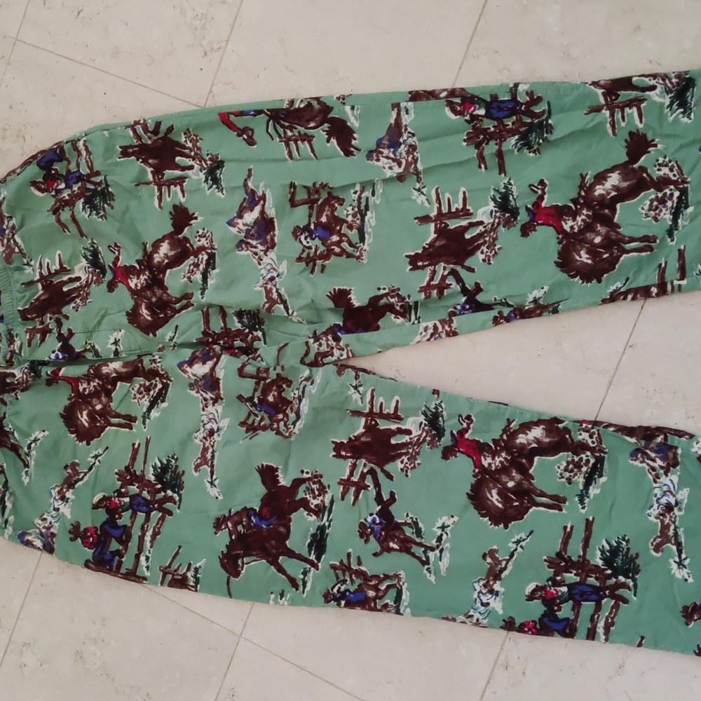 Nick & Nora Vintage Pajama Pants Kurt Cobain Nirvana XL Rodeo Cowboy Print Rare